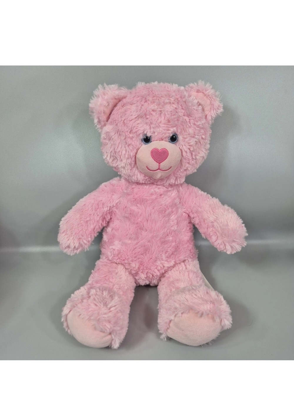 Build A Bear Cuddles Pink Teddy Bear Swirly Fur Heart Nose 2016 Pre Loved